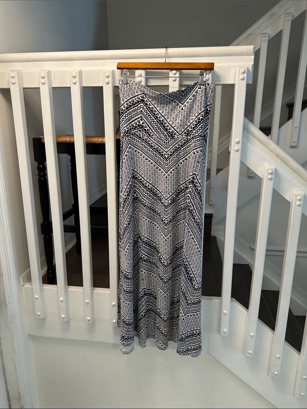 Monochrome Geometric Maxi Skirt - Black/White